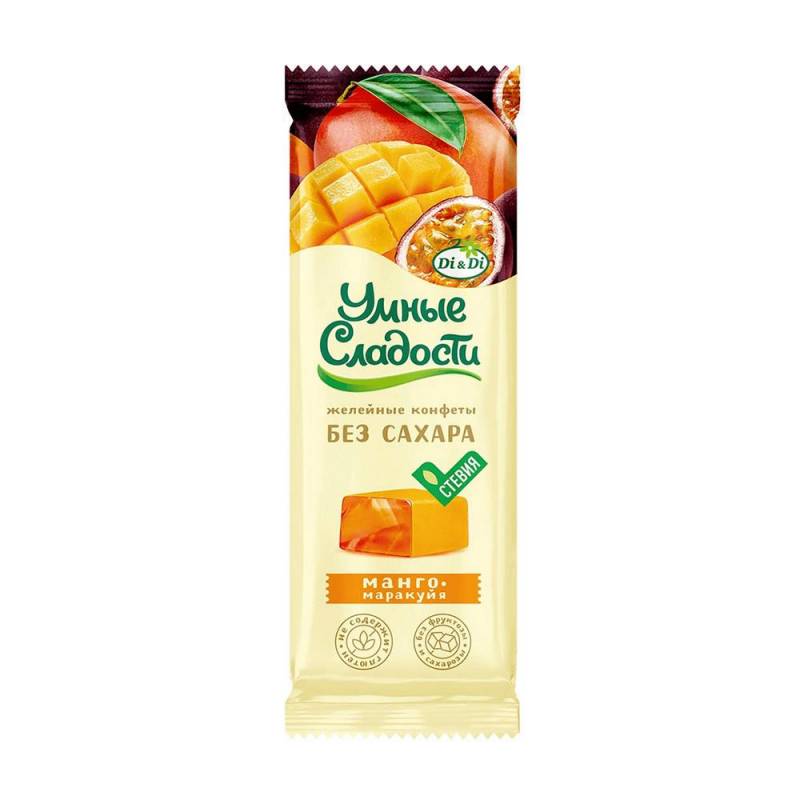 Išmanūs saldumynai Želė saldainiai mango ir pasiflorų skonio, 90 g Išmanūs saldumynai Želė saldainiai mango ir pasiflorų skonio, 90 g