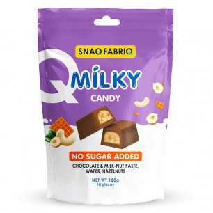 „SNAQ Fabriq“ pieno saldainių šokolado smėlis su lazdyno riešutais, 130 g (10 vnt)