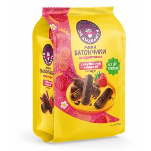 „Dr.AMARANTH“ mini burnočių batonėliai glajuje su braškių įdaru, 100 g