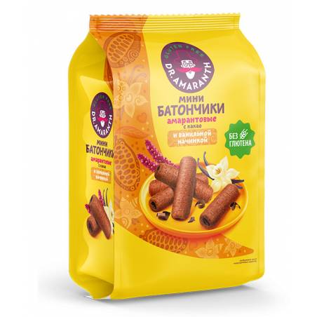 Мини-батончики «Dr.AMARANTH» с какао и ванильной начинкой - 72г