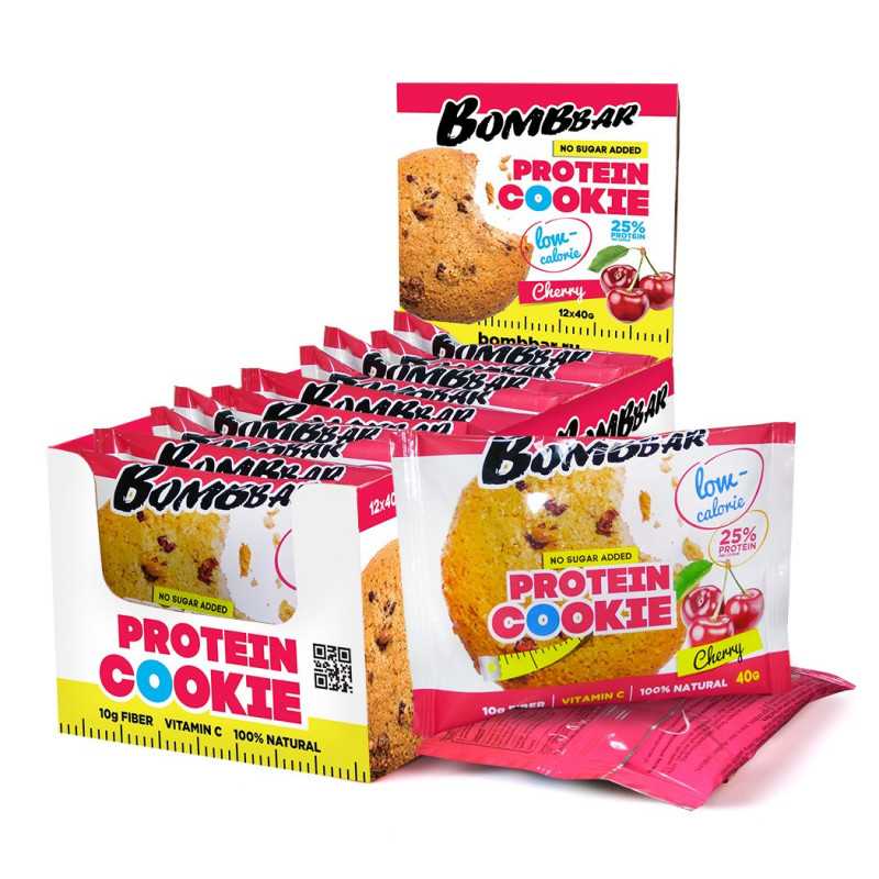 Proteiini -eväste "Bombbar" -proteiinikeksikirsikka -maustettu, 40 g