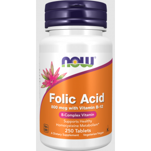 Tagad pārtikas produkti folijskābe ar B vitamīnu -12 800 mcg - 250 tabletes