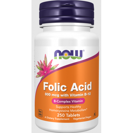 Tagad pārtikas produkti folijskābe ar B vitamīnu -12 800 mcg - 250 tabletes