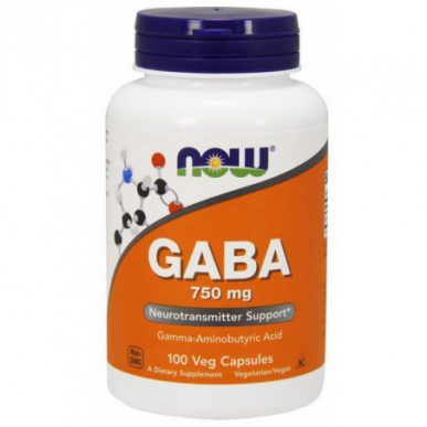 Tagad pārtikas produkti GABA, 750 mg - 100 vegānu kapsulas – madala kalorsusega toode firmalt NOW, osta SportFit-ist