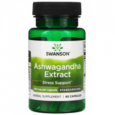 Ashwagandha ekstrakts, 450 mg "Swanson", 60 kapsulas – madala kalorsusega toode firmalt SWANSON, osta SportFit-ist