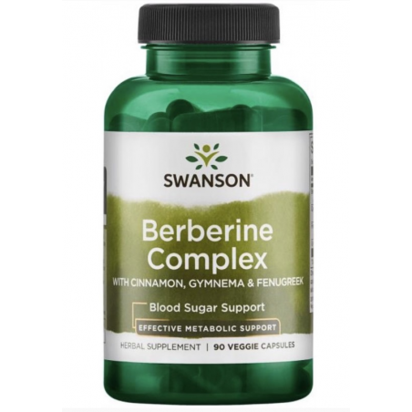 Swanson Berberine komplekss ar kanēli, Gymnemn un Fenugreek - 90 Veg kapsulas
