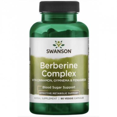 Swanson Berberine komplekss ar kanēli, Gymnemn un Fenugreek - 90 Veg kapsulas – madala kalorsusega toode firmalt SWANSON, osta SportFit-ist