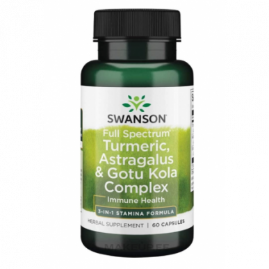 Swanson pilna spektra kurkuma, astragalus un Goto Kola komplekss - 60 kapsulas – madala kalorsusega toode firmalt SWANSON, osta SportFit-ist