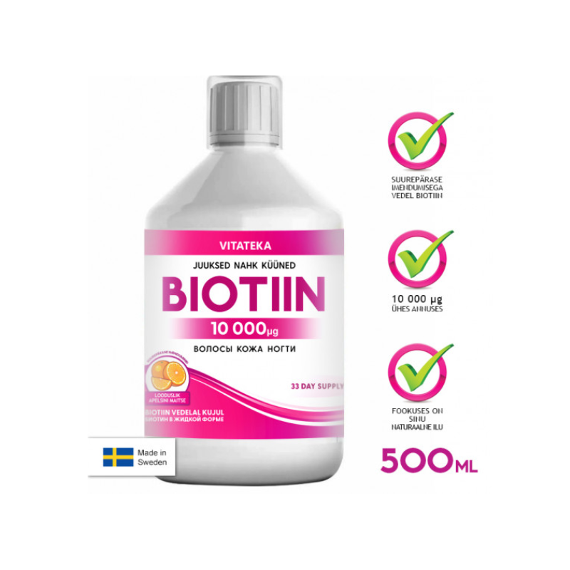 Biotin 10 000 mcg "viteteka", 500 ml / ee