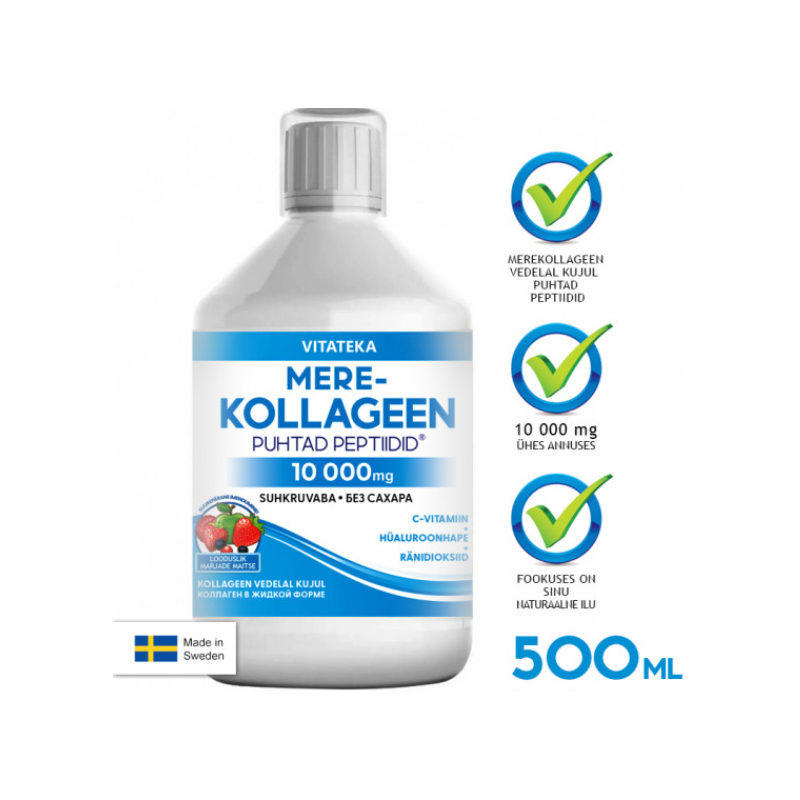 Jūras kolagēns 10 000 mg (bez cukura) "Vitteka", 500 ml