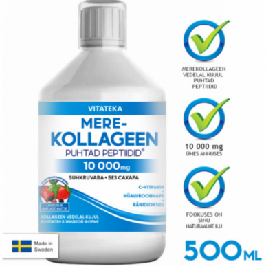 Jūras kolagēns 10 000 mg (bez cukura) "Vitteka", 500 ml – madala kalorsusega toode firmalt VITATEKA, osta SportFit-ist