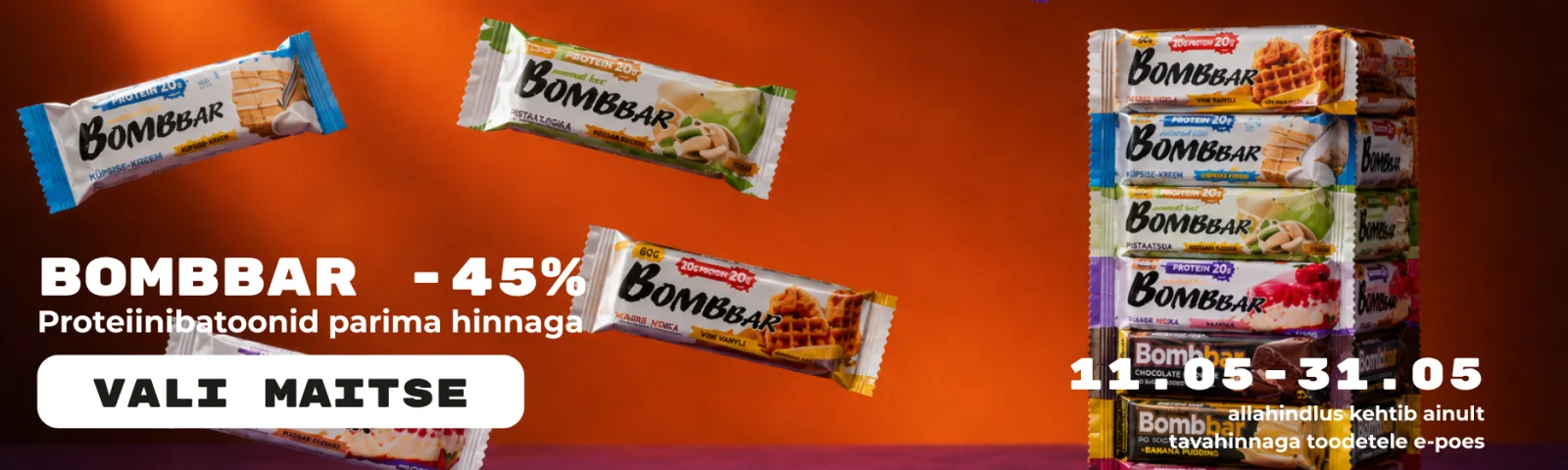 Bombbar proteiinibatoonid -45%