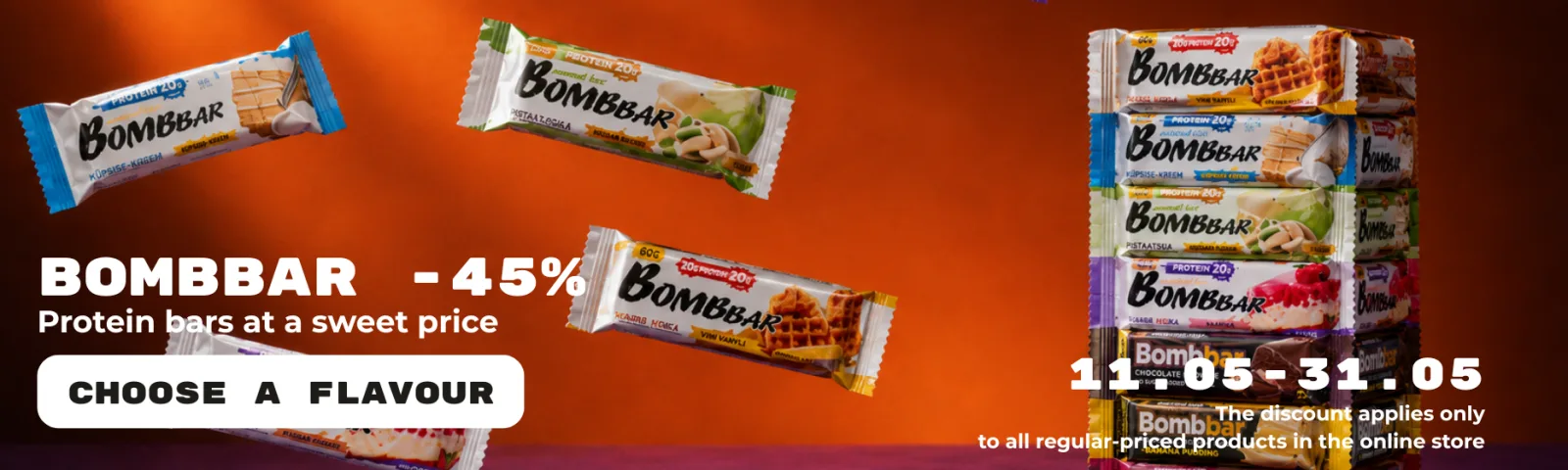 Bombbar proteino batonėliai -45%